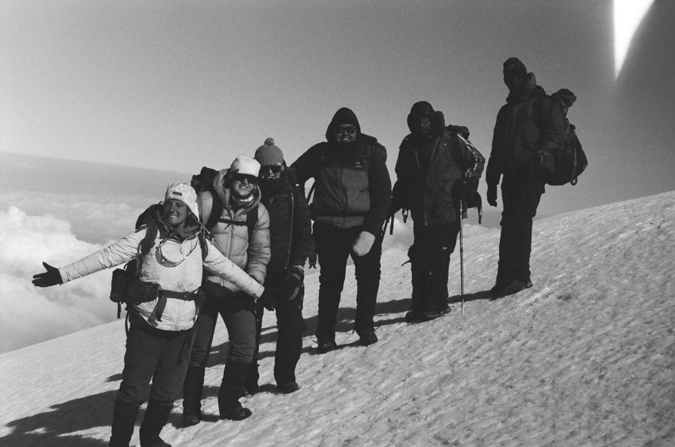 international research experience participants on a mountain hike